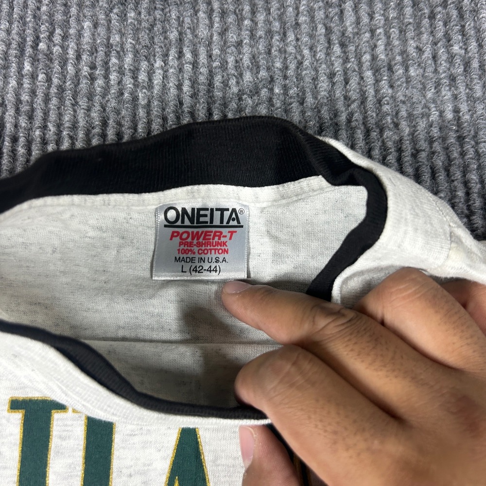 Vintage Oneita Shirt Men's L Bahamas Graphic Vacation 90s Gray Made in USA L - Picture 3 of 5